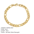Golden 6mm Figaro chain bracelet in polished stainless steel for men and women - 6MM-19CM / Steel