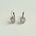 Boucles d'oreilles tournesol en argent avec zircon ovale et accents scintillants - Style Zircon Blanc Argent (PDE1523)
