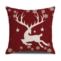 Christmas reindeer pattern red linen pillow cover for holiday sofa cushion decor - Red White Reindeer Stars/22YM13-4
