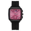 Orologio al quarzo quadrato con quadrante viola e cinturino in silicone nero gedi - Cinturino in Silicone / Cinturino Nero Rosa Rosso