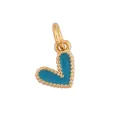 Golden heart pendant with blue enamel inlay and beaded perlée edge finish - Turquoise Beaded Heart-L282992