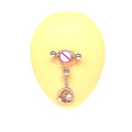 Detail of silver nipple ring with sun and moon pendants on a display model - Sun and Moon Pendant Style (NPR231124004)