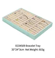 Mint green 20-grid PU leather bracelet display tray with beige velvet lining, 35x24x3cm - Mint Green Brushed PU 40 Slots Bangle Tray