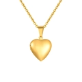 Elegant gold heart locket pendant with stainless steel cable chain for women - PN-1255G02 (Openable/Mirror Polished)