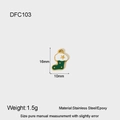 Detail of a gold stainless steel Christmas stocking charm with green enamel and star - Green Christmas Sock DFC103