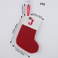 Red knitted Christmas stocking with white cuff and embroidered red letter J decoration - Letter J Style