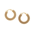Golden mesh textured hoop earrings with woven design for women in stainless steel - Gold Layered Woven Style (8#)