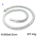 Polished silver 304 stainless steel snake chain necklace 600mm x 6.5mm with lobster clasp - Silver (KN203815-Z)