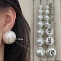 Vintage oversized witte parel clip-on oorbellen met een diameter van 2,5 cm - 3875-2.5cm Driehoekige oorclip / Wit