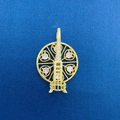 Golden Eiffel Tower pendant with crystal frame for DIY jewelry on blue texture - Eiffel Tower Inlaid Diamond Round Frame Pendant (764)