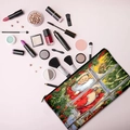 Christmas makeup bag with Santa Claus oil painting print and secure zipper closure - Santa by the Window (HZB02-11)
