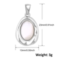 Detail of silver waterdrop pendant with white mother of pearl inlay and dimensions - Silver Teardrop Mother of Pearl Style (A0502)