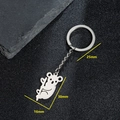 Cute stainless steel koala pendant keychain with dimensions 30mm x 16mm on black leather - Koala