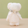 White coral fleece towel folded as a bear with pearl bow and Just for you ribbon - 30*30cm / Solid Pearl Bear White