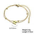 Gold double-layered stainless steel beaded bracelet with a capital R letter pendant - Letter-R / Gold