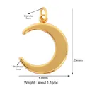 Gold polished crescent moon pendant charm with zircon inlay dimensions 25x17mm - Mirror Moon / Gold