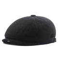 Casquette gavroche homme gris foncé en laine avec boucle réglable latérale - Réglable / Noir