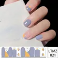 Blue-gray nail polish stickers with yellow heart and floral patterns, LTMZ 021 - MZ-021 Grey Blue Cartoon Heart Floral