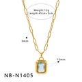 Dettaglio della collana a catena dorata con pendente in zircone blu chiaro e dimensioni - Stile Blu Chiaro (NB-N1405)