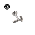 Piercing labret en titane G23 à dos plat avec embout en forme de marteau argenté - Marteau / 1.2x8mm (16G) / Acier