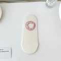 Fantasmini beige a coste con polsini rosa e silicone antiscivolo per l'estate - Taglia unica / Bianco con bordo rosa