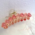 Pince à cheveux motif cœur rose en acrylique de style français pour femme - Pince à Cheveux Coeur Gelée Rose