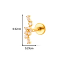 Golden titanium stud earring with zircon flower cluster design and size measurements - Curved Cluster Style (T2552-6#) / Gold