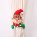 Christmas elf curtain buckle tieback made of plush fabric with red hat and gold bow - Male Elf Style / Red