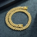 Cadena cubana de 12mm en color dorado con incrustaciones de pedrería brillante - 8 Pulgadas (20cm) / Oro 14mm Rombo Cierre de Inserción
