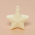 Star-shaped cream plastic balloon weight with smooth 3D geometric facets and top hole - Yellow