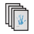 Set of 4 minimalist black wooden frames for family handprint DIY gift displays - With 8 Colors Pigment / Black