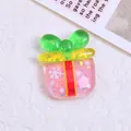 Pink resin Christmas gift box DIY charm with green bow and snowflake patterns - Gift Box
