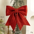 Red 30cm glitter Christmas bow ornament on tree with pearl cotton texture - 25*30cm / Red