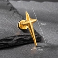 Punk style golden stainless steel star stud earring for men measuring 2.2cm by 1.11cm - Cross Star Burst Style (S235)