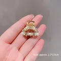 Golden hair claw clip with white pearls and sparkling rhinestones size 2.7x2.3cm - 3# D-shaped Pearl + Rhinestone 3cm