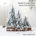 Set aus drei Mini-Schneetannen auf rustikalem Holzsockel, 33 cm Höhe für Deko - Modell A Großer Dreifacher Schneebedeckter Baum