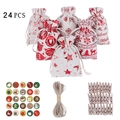 24-piece Christmas countdown advent calendar gift bags with red glitter patterns and clips - Hot Stamping Cotton 10*14CM