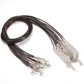 1.5mm dark brown waxed cord necklace string with silver lobster clasp and extension chain - 1.5mm*45cm / Brown