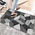 Absorbent bath mat with black, white and grey geometric pattern in a home entryway - 50*80cm / Nordic Geometric 14