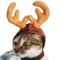 Christmas reindeer antler headpiece for cats and small dogs on a clean white background - Brown Reindeer Antler Style Headgear