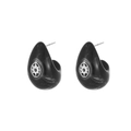 Pendientes de gota en resina negra de estilo francés con detalle de estrella plata - Blanco Negro