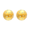 Pendientes redondos de acero inoxidable chapados en oro 18K con pavé de diamantes brillantes - Pendientes de Botón de Circonita Redonda (MS-609) / Dorado
