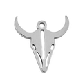 Silver stainless steel bull skull pendant charm for DIY animal jewelry making - Bull Head / Steel