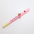 Penna gel in silicone rosa con ciondoli a forma di biscotto alla fragola e ciambella - Biscotto alla Fragola Rosa