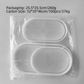 Set van 3 ovale siliconen mallen in semitransparant wit voor DIY onderzetters maken - Ovale Vormenset (J-267/J-144/J-268)