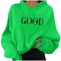Neon green drop shoulder hoodie featuring a black GOOD vibes print for men - Fruit Green