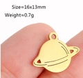 Goldener Planetenanhänger, Größe 16x13mm, 0,7g Anhänger aus rostfreiem Edelstahl-Schmuck - Planet / Gold