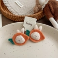 Cute knitted bunny and carrot hair ties for girls in warm orange and white colors - Knitted Carrot Rabbit Hair Tie