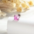 Pink lucky clover zircon ear stud with silver screw back for cartilage piercing - Dragon Fruit Color (Single)