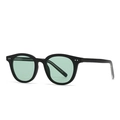 Retro vintage sunglasses with thick black frames, green lenses and silver rivet details - Black Frame Green Lens